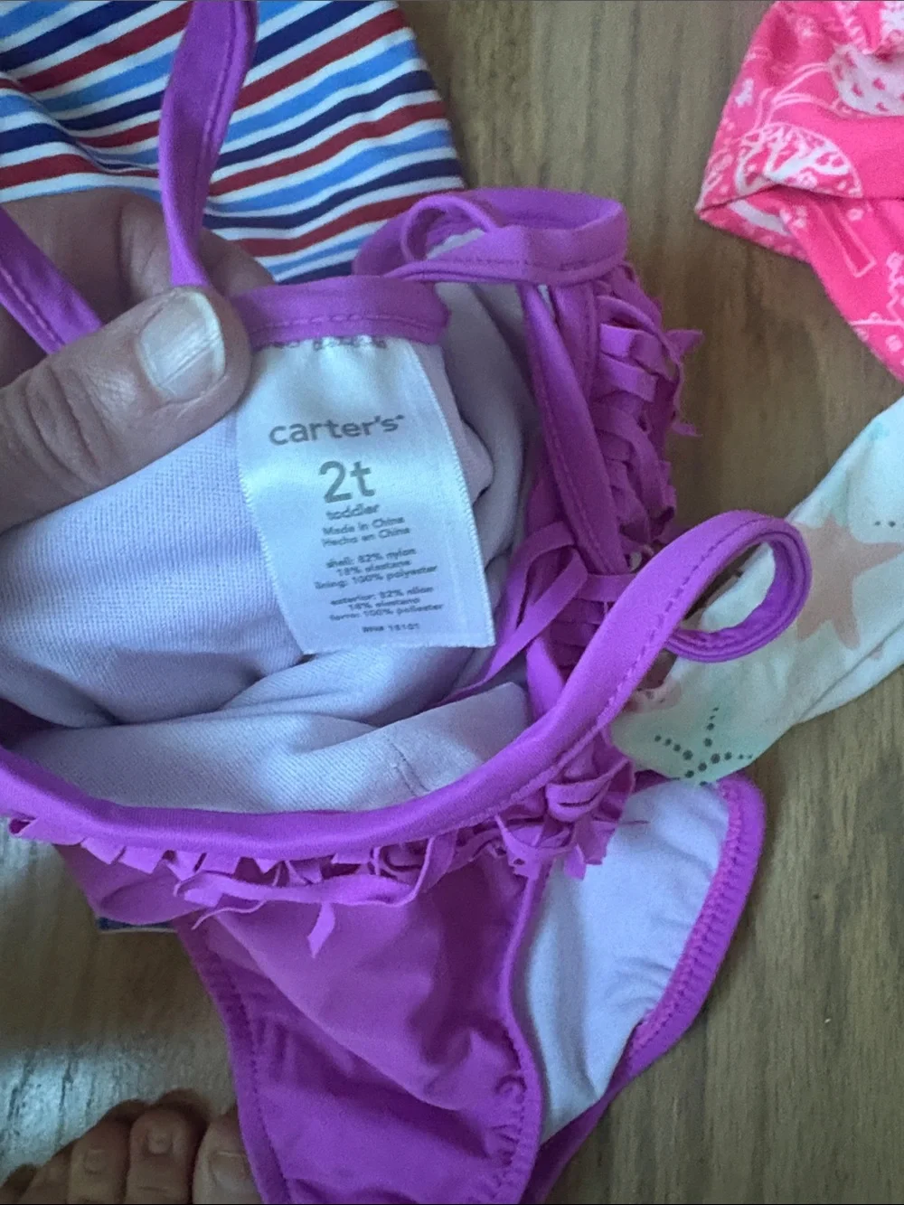 Lot of Girls' Swimwear - Pink, Purple, Black & Stripe. Baby gap and carters. 2t